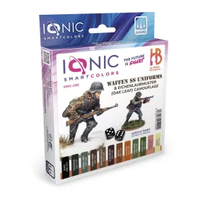   AMMO by MIG Jimenez - Waffen SS Uniforms and Eichenlaubmuster (Oak Leaf) Camouflage - 12 Ionic Smart acrylic colors