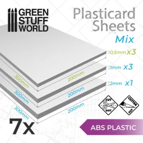   Green Stuff World - ABS Plasticard A4 - Variety 7 sheets pack