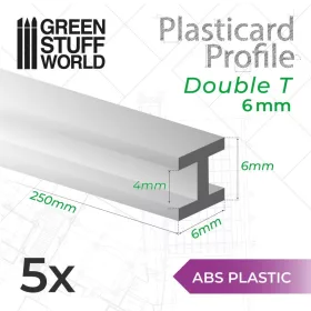   Green Stuff World - ABS Plasticard - Profile H-Beam Columns 6mm