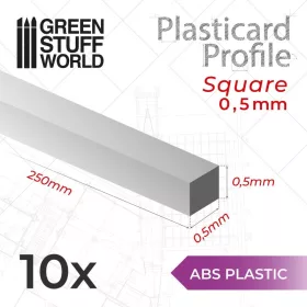   Green Stuff World - ABS Plasticard - Profile SQUARED ROD 0,5mm