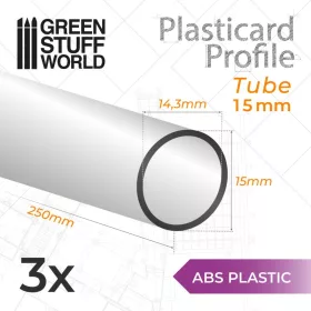   Green Stuff World - ABS Plasticard - Profile TUBE 15mm PIPELINE