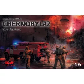   ICM - Chernobyl#2. Fire Fighters (AC-40-137A firetruck & 4 figures & diorama base with background)