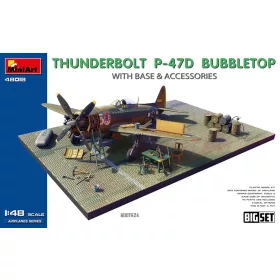   Minart - Thunderbolt P-47D Bubbletop  w/Base & Accessories. Big Set