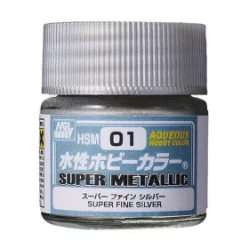   Mr Hobby - HSM-01 Mr. Aqueous Hobby Super Metallic Colors (10 ml) Superfine Silver