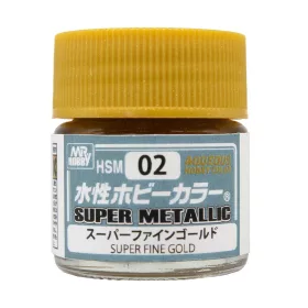   Mr Hobby - HSM-02 Mr. Aqueous Hobby Super Metallic Colors (10 ml) Superfine Gold