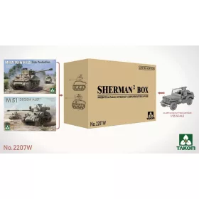   Takom - SHERMAN² BOX M4A1(76W) VVSS Late Production+M51 DEGEM ALEF+US ARMY 1/4TON UTILITY TRUCK & MP FIGURE